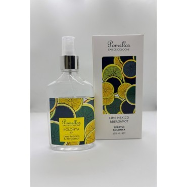 Pomellos Kolonya-Lime Mexico & Bergamot-150ml Cam Şişe 80 Derece Spreyli Kolonya